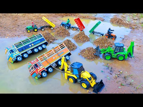 New Tata Tipper Tata Dumper Accident Pulling Out JCB Tractor River Road Contraction Work ? CS Toy