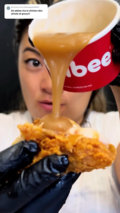 Jollibee Chicken Joy Skin with Adobo Rice and Gravy #jollibee #filipinofood #eating #summervibes