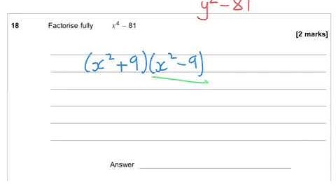 AQA Further Maths Level 2 Certificate 2016 Paper 1 Q18 - Factorising