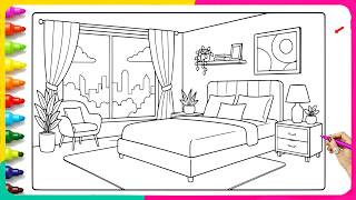 Coloring DREAM Apartment BEDROOM ❤️✨ Luxury Interior Bedroom Coloring Pages - Visual ASMR