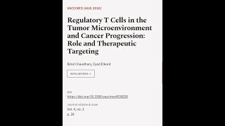 Regulatory T Cells in the Tumor Microenvironment and Cancer Progression: Role and The | RTCL.TV
