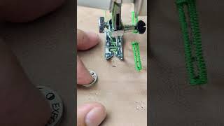 Stitching detail using the buttonhole pattern, without a specialized buttonhole foot.