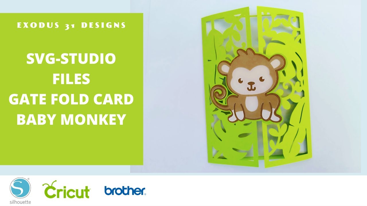 Baby Shower Monkey gate Fold Card templates SVG cut file Cricut Maker ...
