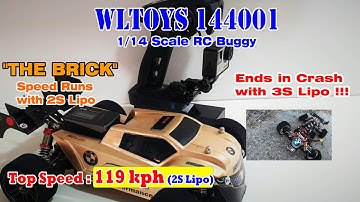 🎦 V#28 Wltoys 144001 Speed Run with 2S Lipo and Crash on 3S