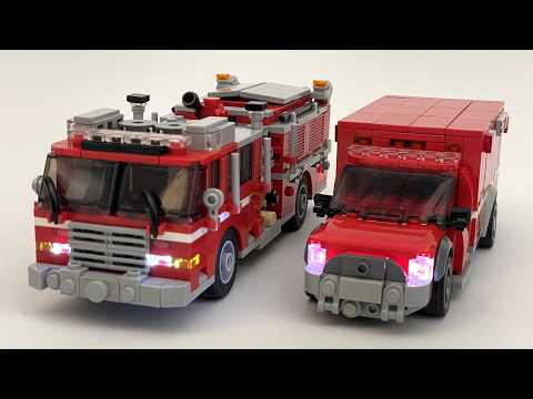 #lego Not Quite 1:48 LAFD Firetruck and Ambulance (Power Functions)