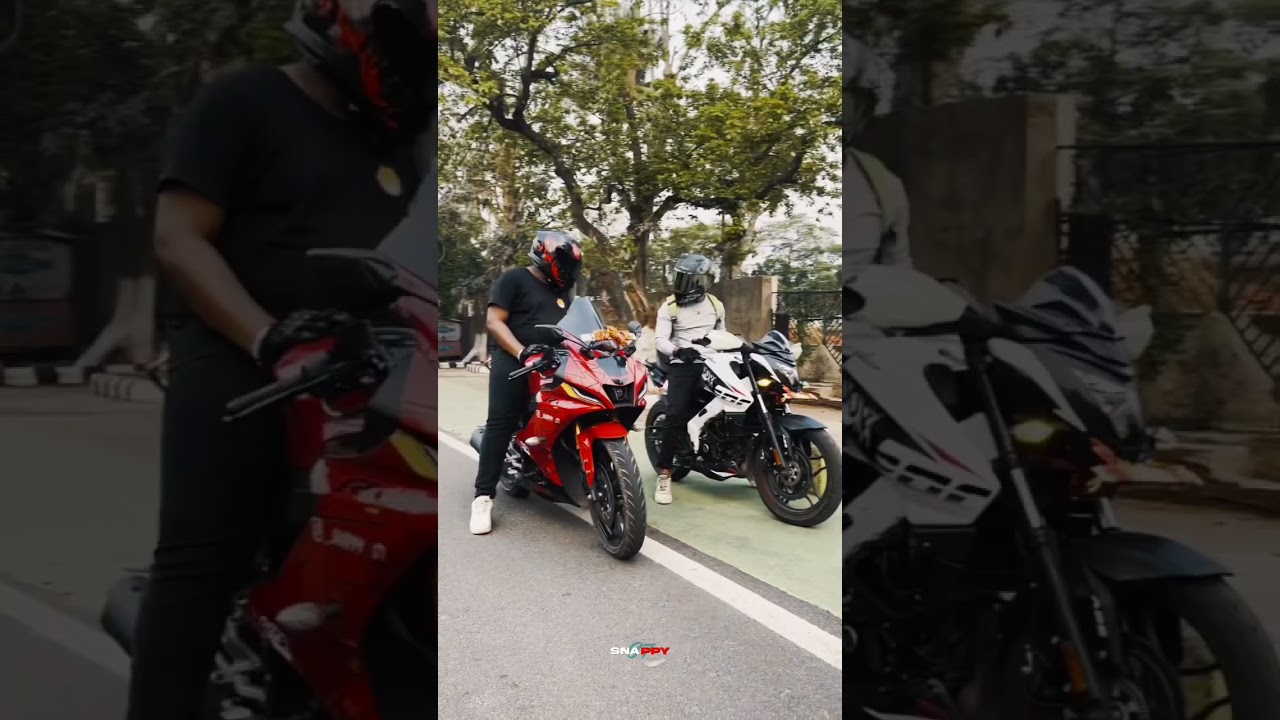 R15v4 vs ns200 drag race 💥 : 