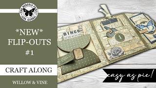 NEW FlipOuts!  Willow &amp; Vine FlipOut #1, Mini Junk Journal Folio Tutorial with Pink Monarch Prints