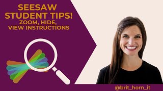Seesaw Student Tips: Hide Tools, Zoom, View Instructions