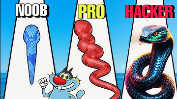 Noob vs Pro vs Hacker in snake run race 3D Game with Oggy and jack