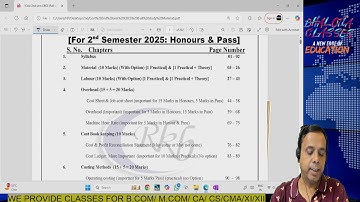 2nd part 2ND SEM | CBCS | COST | FINAL TOUCH | BY RAVI KANT BHALOTIA | BCOM | CU