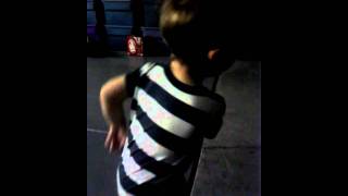 Baby Collin watching himself dance in car bumper. Details