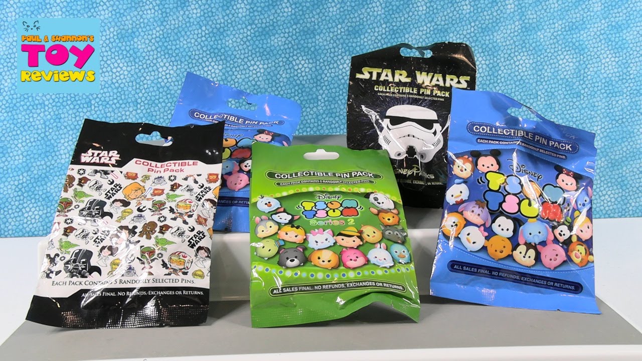 Disney Parks Star Wars Tsum Tsum Collectible Pin Pack Opening Enamel Pins