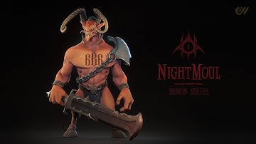 Demon NightMoul game ready character animation preview