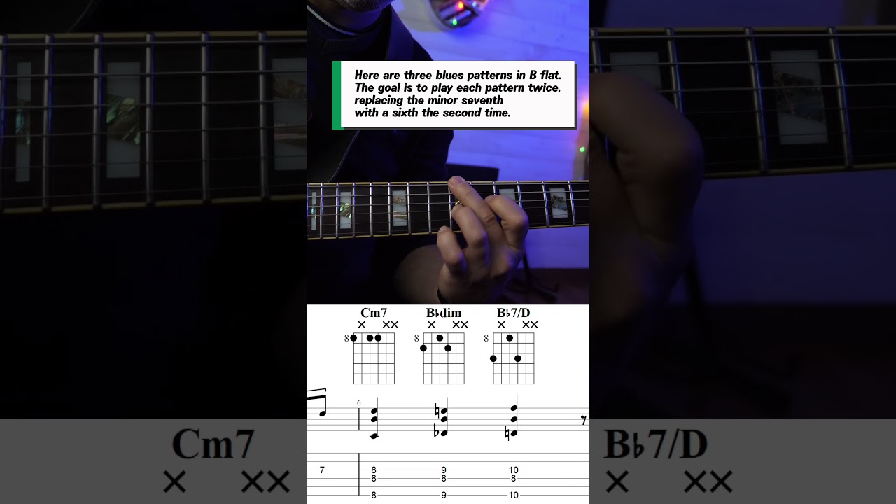 Blues Patterns In Bb For Jazz Guitar / Licks And Shell Chords  #jazzbluesguitar