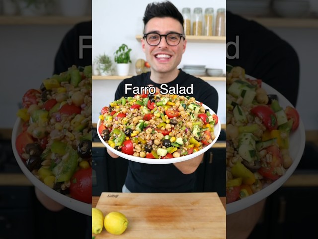 Easy Farro Salad (Healthy Lunch Idea) class=