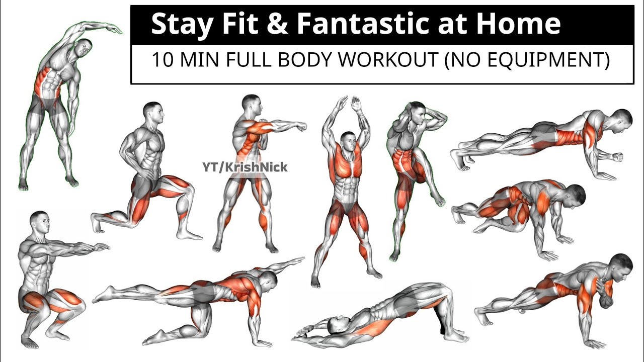 Stay Fit & Fantastic at Home | 10 MIN FULL BODY WORKOUT (NO EQUIPMENT ...