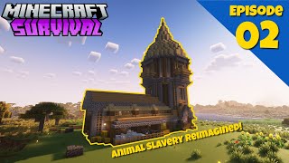 Enslaving Animals in my Ethically QUESTIONABLE Barn - Minecraft Survival Let's Play Episode 2