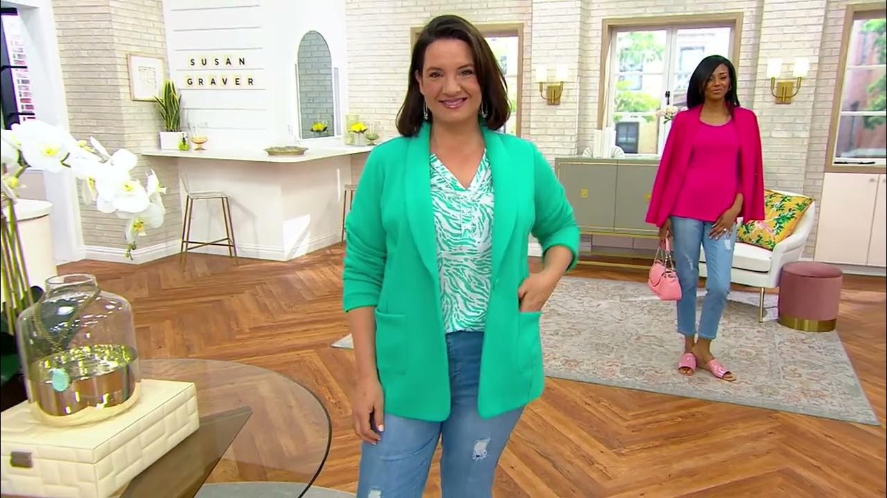 Susan Graver Weekend Marina Knit Blazer on QVC 