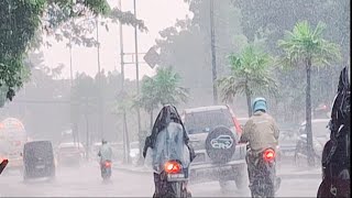 Menikmati suara hujan dipinggir jalan raya //suara hujan pengantar tidur