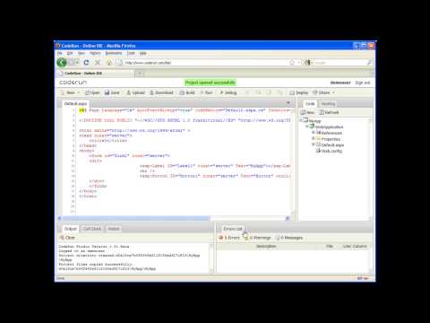 HOWTO: Create and run a simple ASP.NET application with CodeRun Online IDE