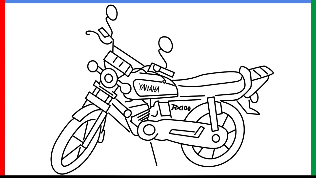How to draw rx 100 bike step by step for beginners | Yamaha RX100 ...