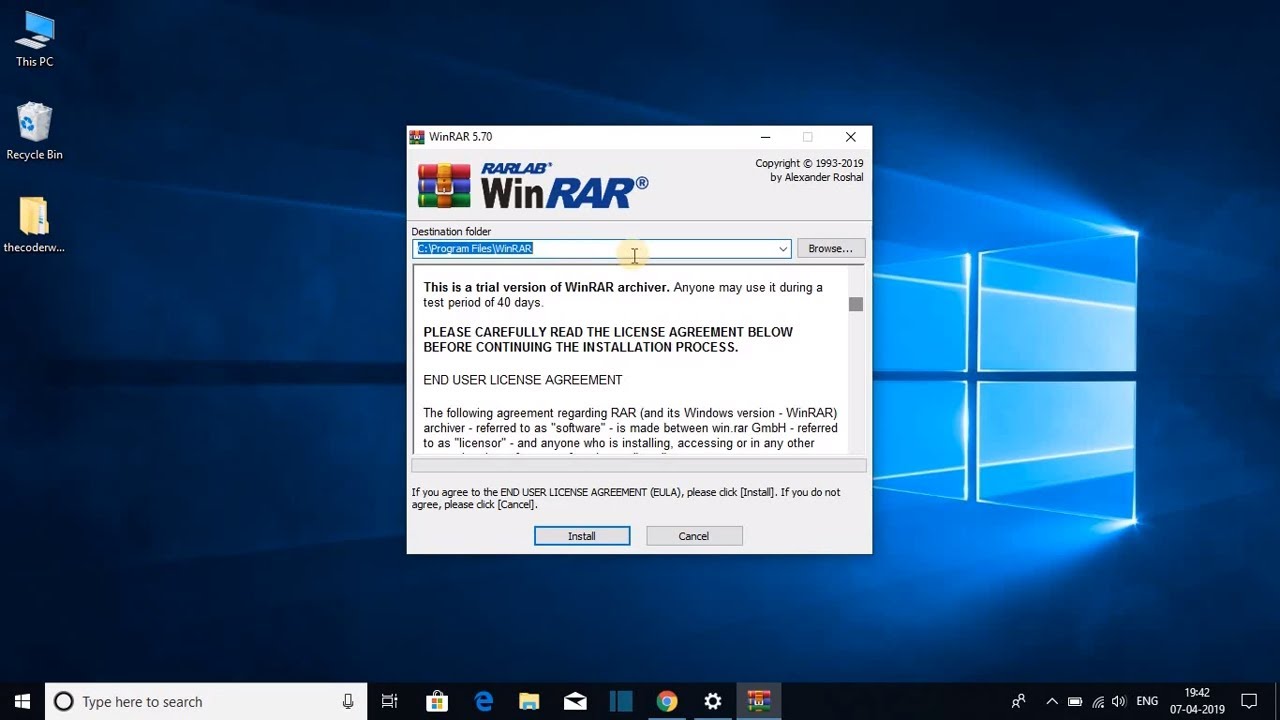 how to install winrar software