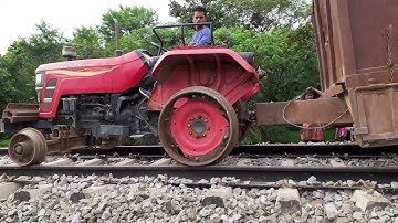 Mahindra yuvo tractor pulling trolley on railway track, JCB 3DX Machine And Tractor Video |