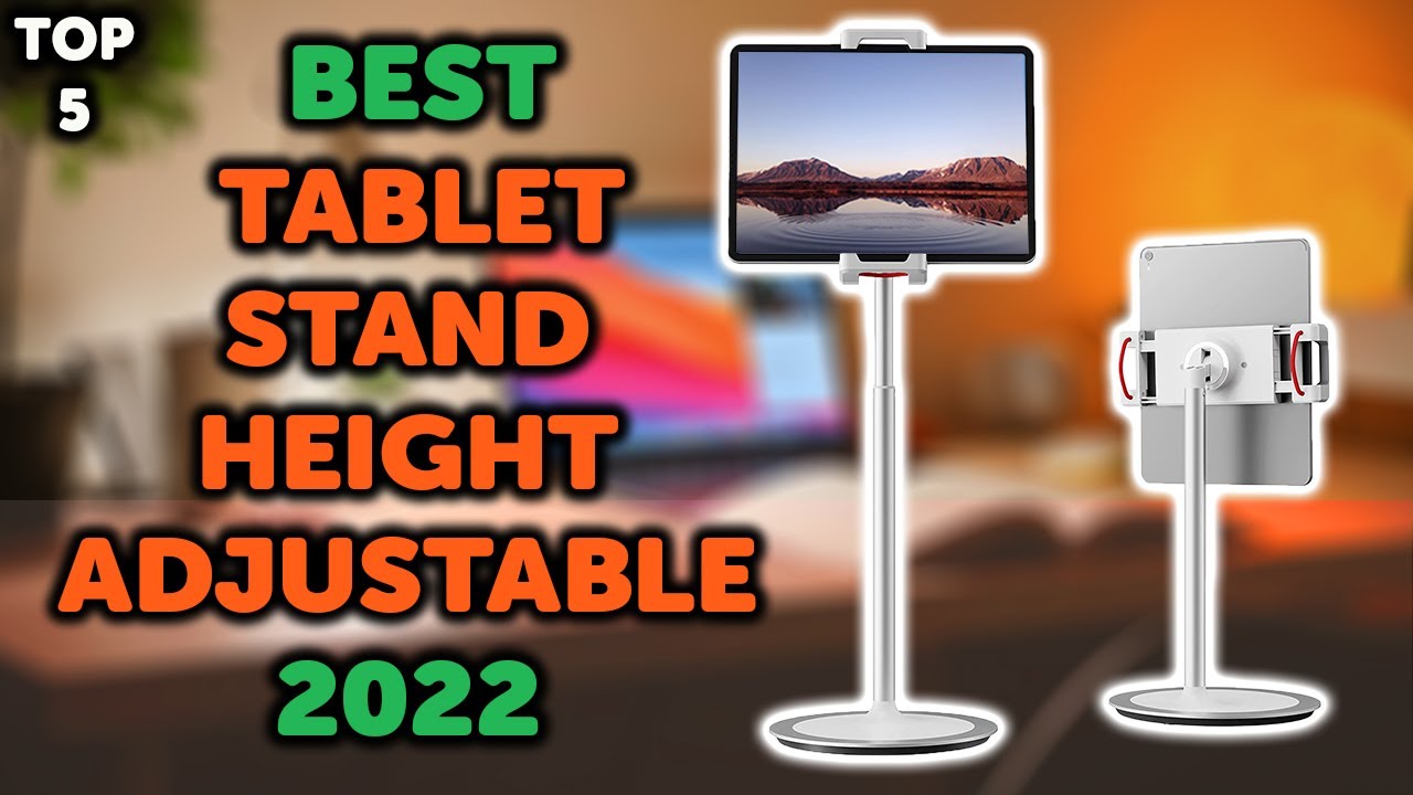 Adjustable iPad Stand with 21 Height Extension, 360° Swivel Tablet Holder  for Desk, Surface Pro Stand, Portable Monitor Stand Compatibility with