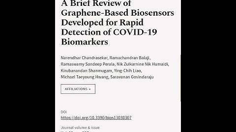 A Brief Review of Graphene-Based Biosensors Developed for Rapid Detection of COVID-19... | RTCL.TV