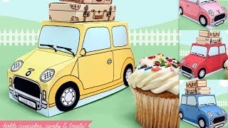 make a retro car cupcake box kit - holds candy favors and more too!