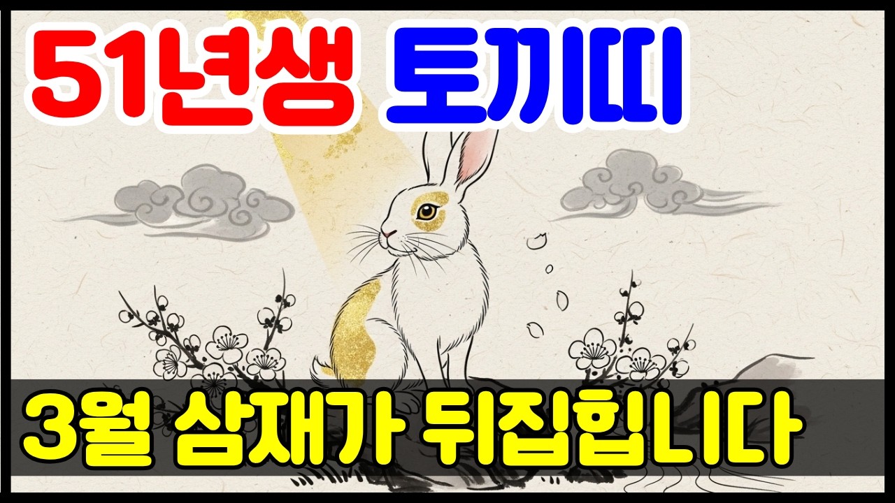 1951년생 토끼띠 2026년 3월 운세 눌삼재 한가운데 천을귀인이 찾아옵니다