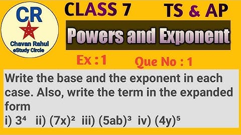 Q : 1 Ex :11.1 Chapter- 11 Maths [Powers and Exponents] ||Class 7|| TS & AP Syllabus & NCERT