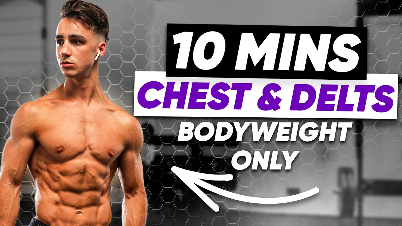 ⁣10 MINUTE CHEST & SHOULDER WORKOUT (BODYWEIGHT ONLY)