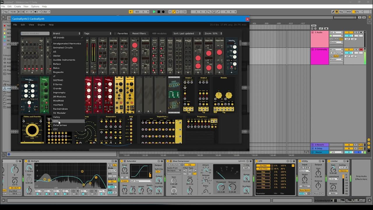 Showcasing last updated Cardinal Modular synth VST in Ableton Live