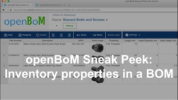 openBoM Sneak Peek: Inventory properties in a BOM