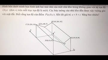 Toán 12: Hình bên dưới minh họa hình ảnh hai mái nhà của một nhà kho trong không  gian với hệ tọa độ