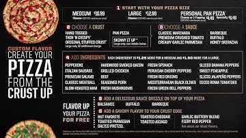 Pizza Hut Dine-In Menu Board 1