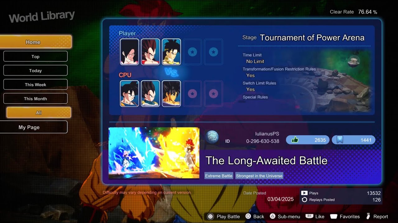DRAGON BALL: Sparking! ZERO Custom Battle, World Library, The Long-Awaited Battle