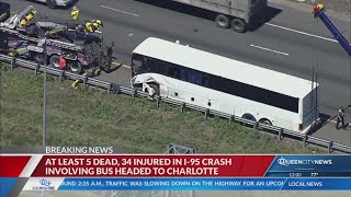 5 dead, 34 in hospital after NC-bound bus crashes on I-95 in Va.
