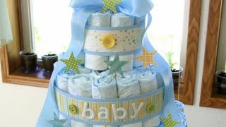 como hacer un pastel de pañales🎂 para baby shower paso a paso\/super facil