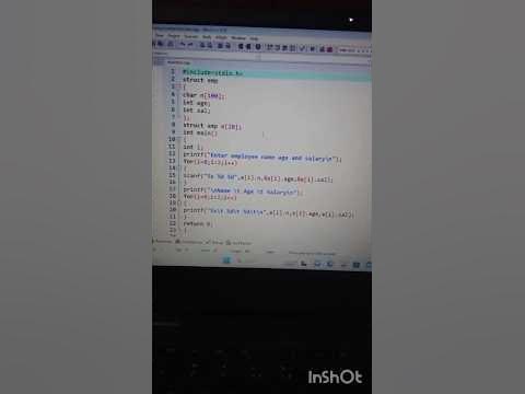 c program to use structure to input name age and salary and display it😉 ...