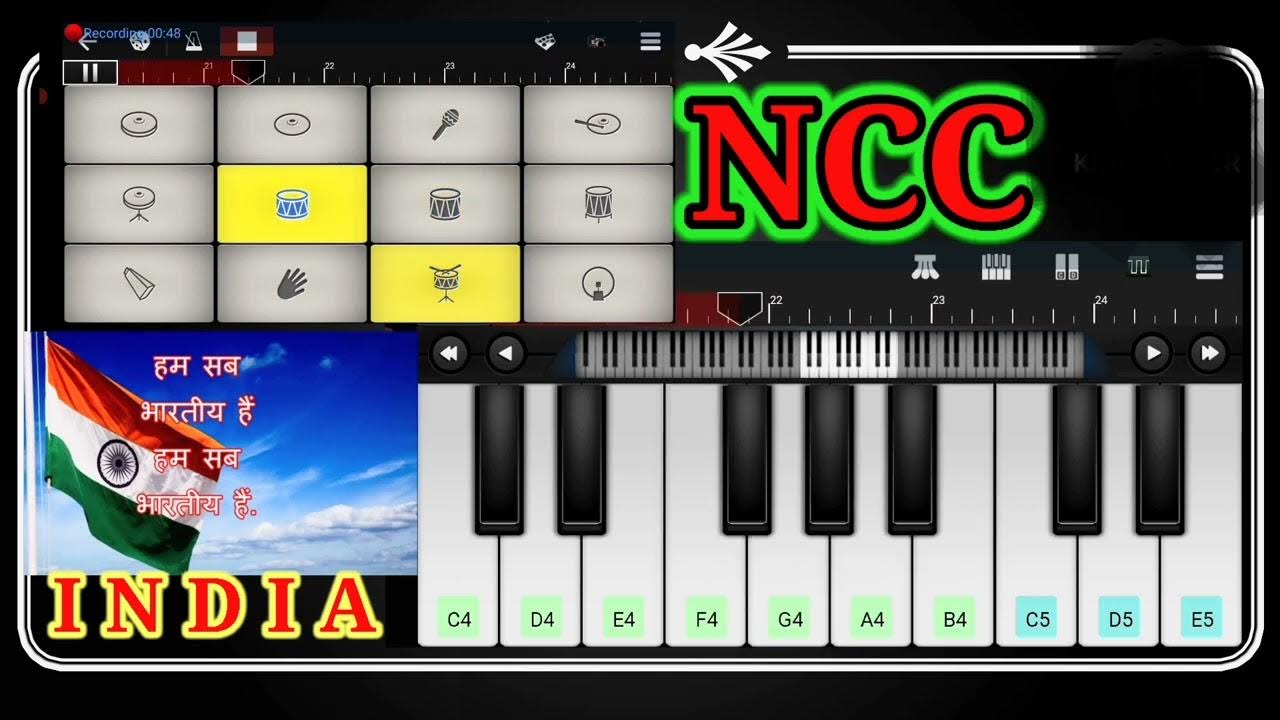 ncc song Hum Sab Bhartiya hai walk band piano tutorial easy ncc song