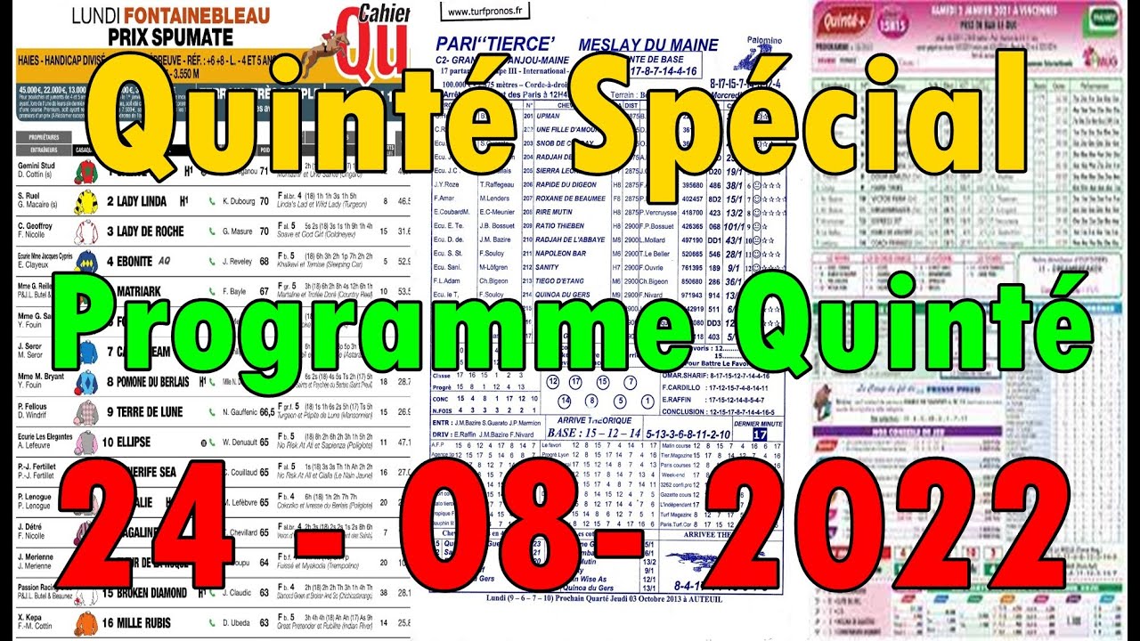 Programme Quinté Mercredi 24 août 2022 - YouTube