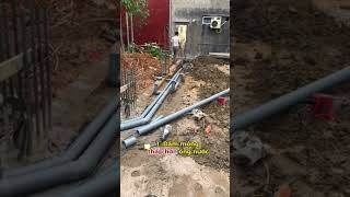 Installing a water pipe that pierced the beam like this #bookhome #houseconstruction #constructio...