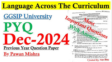 Previous Year Question Paper | Language Across The Curriculum | B.Ed. 1st Semester | By Pawan