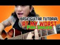 Basic Guitar Tutorial - At my Worst by Pink Sweats with full Solo