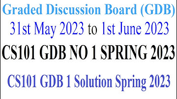 CS101 GDB 1 | CS101 GDB NO 1 SPRING 2023 | CS101 GDB 1 Solution Spring 2023 | Grade Discussion Board