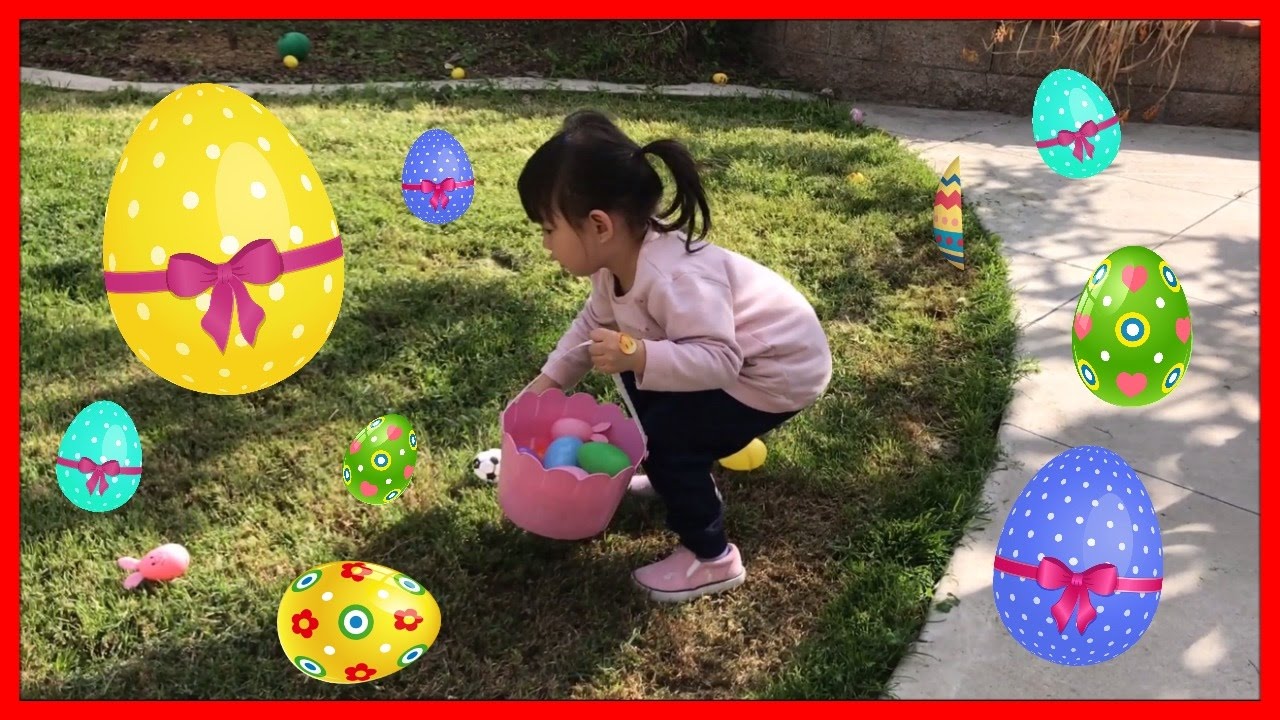EASTER EGG HUNT Surprise Toys Challenge for Kids get HUGE Surprise Egg ...