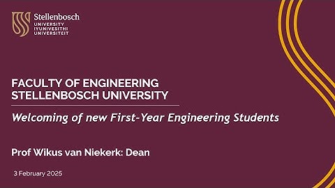 Welcoming of new first-year engineering students by Prof Wikus van Niekerk