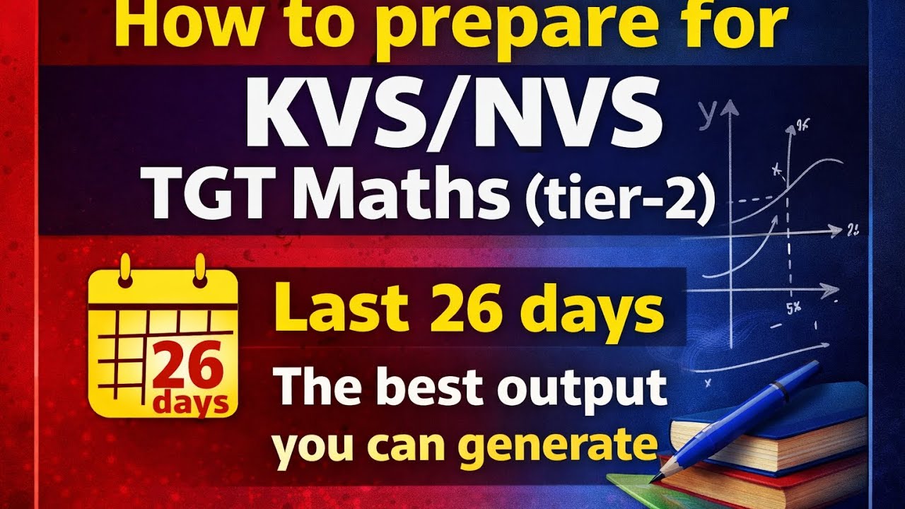 Last 26 Days Strategy for KVS/NVS TGT Maths Tier-2 | Best Preparation Plan